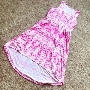 Cute pink white tie dye high low dress
